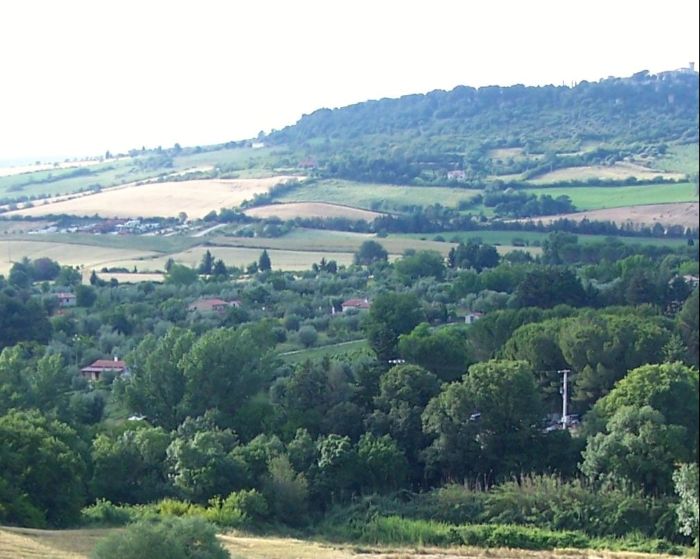 Hilly Tuscan landscape with villages